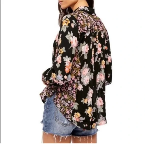 Free People Hold on to me floral L/S blouse, Small - Picture 2 of 14